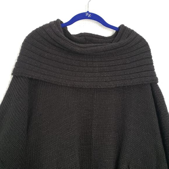 Michael Michael Kors Poncho Sweater Womens Small/Medium Black Knit Cowl Neck - Picture 4 of 16